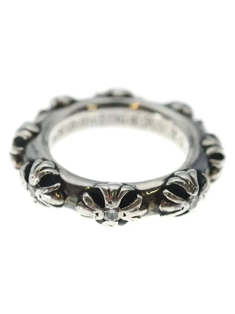 Chrome Hearts Cross Band a Dia Point Diamond Ring Silver